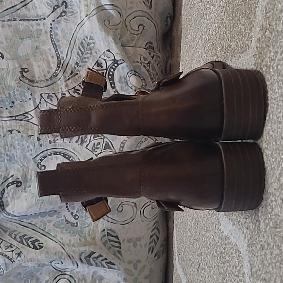 Lucky Brand Brown & Tan Ankle Moto Boots - Size 7 - Picture 7 of 10